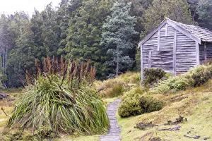 Australia, Tasmania. Cradle Mountain-Lake St. Clair National Park. Historic DuCane Hut Australia, Tasmania. Cradle Mountain-Lake St. Clair National Park. Historic DuCane Hut