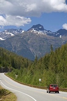 Automobile traveling on Washington State Highway 20 in the North Cascade Range, Washington Automobile traveling on Washington State Highway 20 in the North Cascade Range, Washington