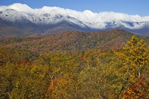Autumn snowfall on the Black Mountains from the Blue Ridge Parkway near Marion, North Autumn snowfall on the Black Mountains from the Blue Ridge Parkway near Marion, North