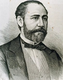BARBIERI, Francisco Asenjo (1823-1894). Spanish composer. Engraving by A. Carretero BARBIERI, Francisco Asenjo (1823-1894). Spanish composer. Engraving by A. Carretero