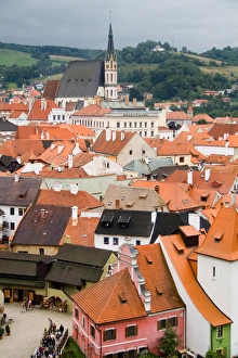 Beautiful aerial image showing all the architecture of tourist city of Cesky Krumlov Beautiful aerial image showing all the architecture of tourist city of Cesky Krumlov