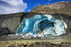 Blue ice and meltwater at the toe of the Athabasca Glacier, Jasper National Park, Alberta Blue ice and meltwater at the toe of the Athabasca Glacier, Jasper National Park, Alberta
