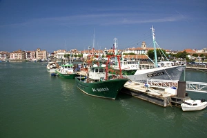 Boats in the harbor at Ciboure, Pyrenees Atlantiques, French Basque Country, Southwest Boats in the harbor at Ciboure, Pyrenees Atlantiques, French Basque Country, Southwest