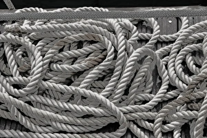 British Virgin Islands. Close-up of Nautical Rope. Black and white British Virgin Islands. Close-up of Nautical Rope. Black and white