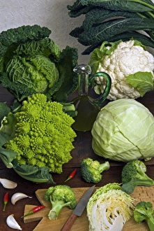 Cabbages: A Colorful Print of Brassica oleracea Varieties