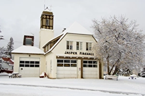 Winter Scene Print of Jasper's Historic Firehall