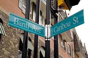 Canada, Alberta, Banff. Downtown Banff, corner of Banff Ave. & Caribou St Canada, Alberta, Banff. Downtown Banff, corner of Banff Ave. & Caribou St