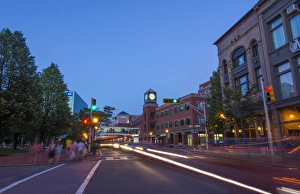 Canada Moncton New Brunswick night exposure of blurred traffic on Main Street Canada Moncton New Brunswick night exposure of blurred traffic on Main Street