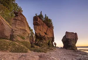 Canada, New Brunswick, Hopewell Rocks. Flowerpot Rocks formed by the great tides of the Canada, New Brunswick, Hopewell Rocks. Flowerpot Rocks formed by the great tides of the