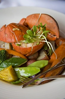 Canada, Prince Edward Island, Dalvay-by-the-sea. Lobster dish at the Dalvay-by-the-sea Canada, Prince Edward Island, Dalvay-by-the-sea. Lobster dish at the Dalvay-by-the-sea