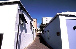 Caribbean, Bermuda, Town of St. George. Turn-of-the-century buildings in bright pastel Caribbean, Bermuda, Town of St. George. Turn-of-the-century buildings in bright pastel