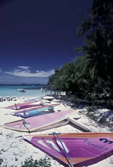 Images Dated 6th November 2003: CARIBBEAN, Saint Barts Windsurfers laying on beach