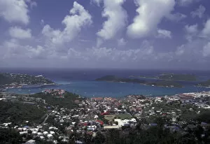 Images Dated 6th November 2003: CARIBBEAN, St. Thomas, Charlotte Amalie View of town and harbor