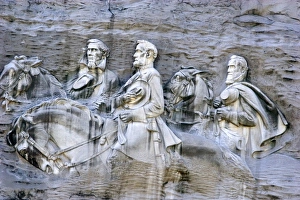 Prints of Carving of Stonewall Jackson, Robert E. Lee, and Jefferson Davis at Stone Mountain, Georgia Images Dated 2007 September: Stone Mountain Carving Print, Georgia