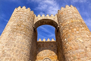 Castle Town Walls Arch Gate Avila Castile Spain. Described as the most 16th century town Castle Town Walls Arch Gate Avila Castile Spain. Described as the most 16th century town