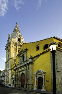 Cathedral Santa Catalina de la Alejandria looks over Plaza de Bolivar in the Old City Cathedral Santa Catalina de la Alejandria looks over Plaza de Bolivar in the Old City