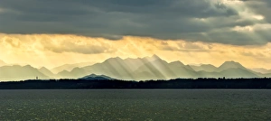 Stormy Weather Germany Prints: Chiemsee, Germany, sunrays through clouds