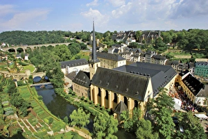 City view of St. Johanneskirche and abbey Neumuenster, Grund, Luxemburg, Europe City view of St. Johanneskirche and abbey Neumuenster, Grund, Luxemburg, Europe