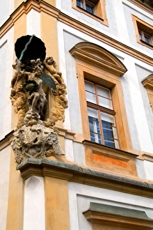 Detail close up of beautiful building of tourist city of Prague in Czech Republic Detail close up of beautiful building of tourist city of Prague in Czech Republic