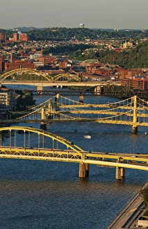 Close up of bridges in Pittsburgh Pennsylvania and called the City of Bridges in PA Close up of bridges in Pittsburgh Pennsylvania and called the City of Bridges in PA
