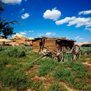Close-Up of Kirk Cabin and wagon frame located in the Salt Creek Canyon, Needles Close-Up of Kirk Cabin and wagon frame located in the Salt Creek Canyon, Needles