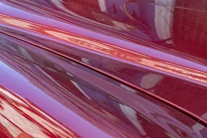 Close-up of reflections in a classic red American car in Vieja, old Habana, Havana, Cuba Close-up of reflections in a classic red American car in Vieja, old Habana, Havana, Cuba