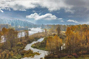 Cloudy day in autumn along the Bitterroot River near Missoula, Montana, USA Cloudy day in autumn along the Bitterroot River near Missoula, Montana, USA
