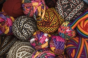 Colorful balls of trim displayed in market, Cuzco, Peru Colorful balls of trim displayed in market, Cuzco, Peru