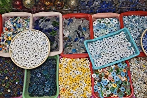 Colorful glass beads for sale, Khan el Khalili Bazaar, Cairo, Egypt Colorful glass beads for sale, Khan el Khalili Bazaar, Cairo, Egypt