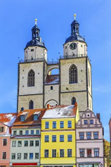 Colorful Market Square, Saint Marys City Church, Stadtkirche Wittenberg, Germany Colorful Market Square, Saint Marys City Church, Stadtkirche Wittenberg, Germany