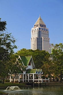 Contrasting traditional style architecture and modern new building. Bangkok, Thailand Contrasting traditional style architecture and modern new building. Bangkok, Thailand