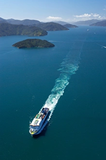 Cook Strait Ferry Kaitaki, Queen Charlotte Sound, Marlborough Sounds, South Island Cook Strait Ferry Kaitaki, Queen Charlotte Sound, Marlborough Sounds, South Island
