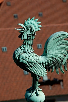 Copper rooster on roof of Saint Vituss Cathedral in Prague Castle, Prague, Czech Copper rooster on roof of Saint Vituss Cathedral in Prague Castle, Prague, Czech