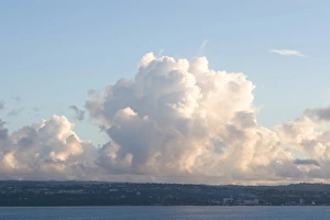 Cumulus clouds form over the Caribbean Island of Barbados Cumulus clouds form over the Caribbean Island of Barbados
