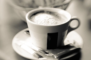 Cup of cafe au lait and croisants, Paris, France Cup of cafe au lait and croisants, Paris, France