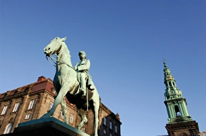 Denmark, Copenhagen, Christiansborg. and King Frederik VII equestrian statue Denmark, Copenhagen, Christiansborg. and King Frederik VII equestrian statue