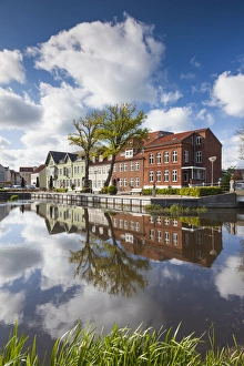 Denmark, Jutland, Tonder, Denmarks Oldest Town, buildings by the Vida River Denmark, Jutland, Tonder, Denmarks Oldest Town, buildings by the Vida River