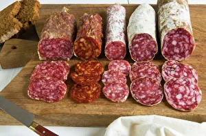 Different type of Tuscan salami, Tuscany, Italy Different type of Tuscan salami, Tuscany, Italy