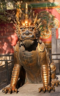 Dragon Bronze Statue With Hand on Ball Gugong, Forbidden City Emperors Palace Dragon Bronze Statue With Hand on Ball Gugong, Forbidden City Emperors Palace