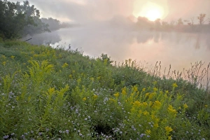 Early morning on a misty morning on the Connecticut River in Lunenburg, Vermont Early morning on a misty morning on the Connecticut River in Lunenburg, Vermont