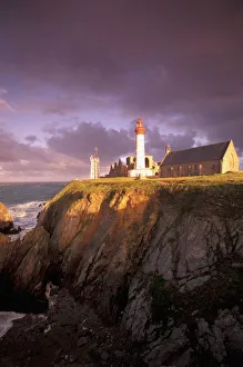 EU, France, Brittany, Finistere, St. Mathieu, Pointe De St. Mathieu, Lighthouse at dawn EU, France, Brittany, Finistere, St. Mathieu, Pointe De St. Mathieu, Lighthouse at dawn