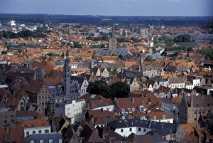 Europe, Belgium, Bruges The Belfort (Belfry), view of medieval Bruges from 272-foot Europe, Belgium, Bruges The Belfort (Belfry), view of medieval Bruges from 272-foot