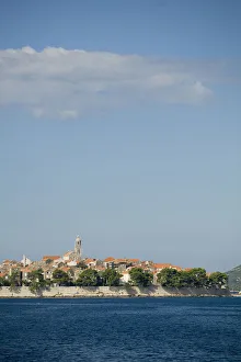 Europe, Croatia, Dalmatia, Korcula Island, Korcula town. View of town from Adriatic Sea Europe, Croatia, Dalmatia, Korcula Island, Korcula town. View of town from Adriatic Sea