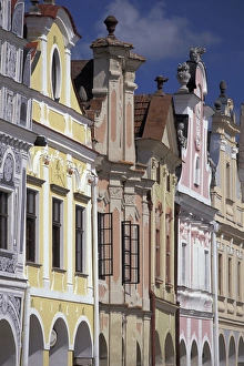 Europe, Czech Republic, South Moravia, Telc 16th C. Renaissance houses; Namesti Europe, Czech Republic, South Moravia, Telc 16th C. Renaissance houses; Namesti
