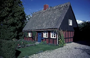 Images Dated 5th October 2004: Europe, Denmark, Fyn Island. Thatched roof cottage
