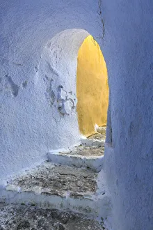Europe, Greece, Santorini, Pyrgos. Building passageway Europe, Greece, Santorini, Pyrgos. Building passageway