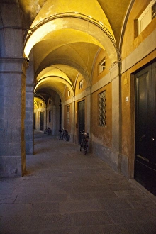 Europe; Italy; Lucca; Evening and Lighted Arched Hallway Europe; Italy; Lucca; Evening and Lighted Arched Hallway