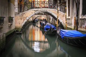 Europe, Italy, Venice. Canal with gondolas and bridges Europe, Italy, Venice. Canal with gondolas and bridges
