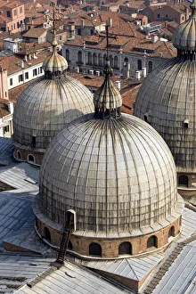 Europe, Italy, Venice. Looking down on the domes of St. Marks Basilica from the Campanile Europe, Italy, Venice. Looking down on the domes of St. Marks Basilica from the Campanile
