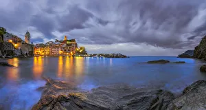 Europe, Italy, Vernazza. Sunset on town. Credit as: Jim Nilsen / Jaynes Gallery / DanitaDelimont Europe, Italy, Vernazza. Sunset on town. Credit as: Jim Nilsen / Jaynes Gallery / DanitaDelimont